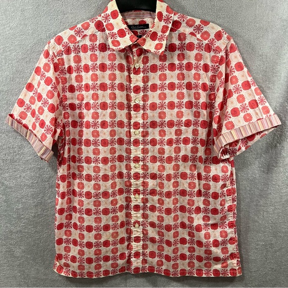 Robert Graham Palm Tree Print Short Sleeve Classic Button Up Shirt Size Large - Picture 2 of 9
